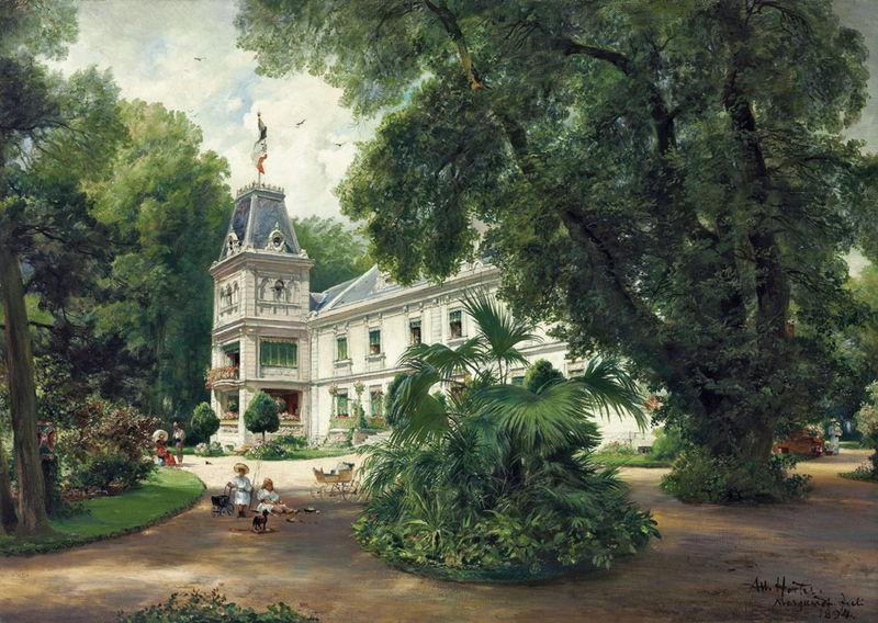 Albert Hertel Schlob Marquardt bei Potsdam, im Vordergrund spielende Kinder oil painting image